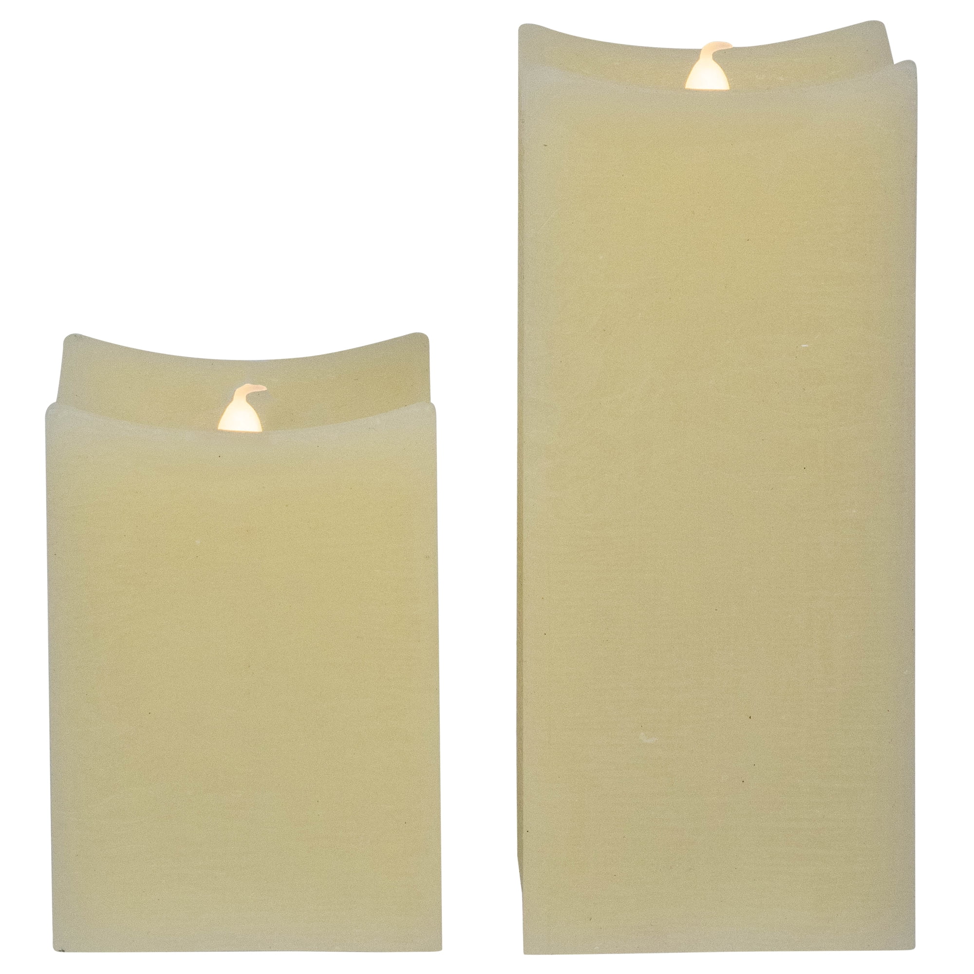 Northlight LED Flickering Flameless Wax Rectangular Candles - 8" - Cream - Set of 2