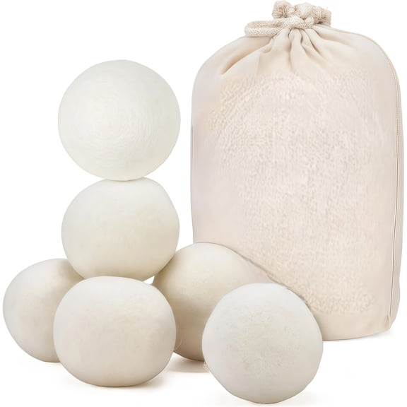 6 Count Wool Dryer Balls Natural Static Eliminator For Laundry Care