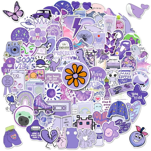 Paquete de pegatinas de vinilo impermeable Purple Mix Anime, 100 unidades