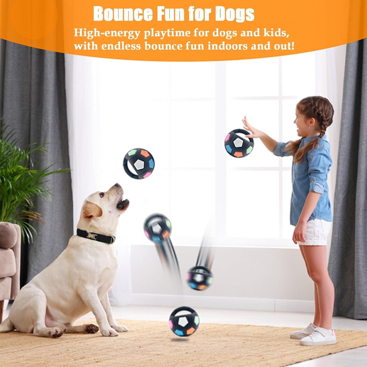 Dog Calming Ball with Handle, Interactive Chew Toy with Squeaking Sound for Anxiety Relief, Durable Rubber Fetch Toy