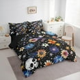 thumbnail image 3 of Feelyou Skeleton Skull Twin Bedding Sets 7-Piece, Vintage Daisy Flower Bedding Comforter Set, Halloween Style Reversible Sheet Sets, Microfiber Bedroom Decor, 3 of 7