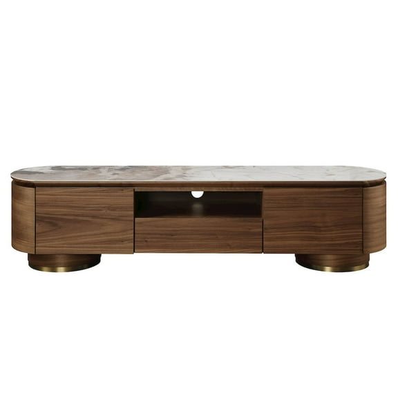 Acme Furniture Willene TV Stand w/Ceramic Top in Ceramic Top & Walnut Finish