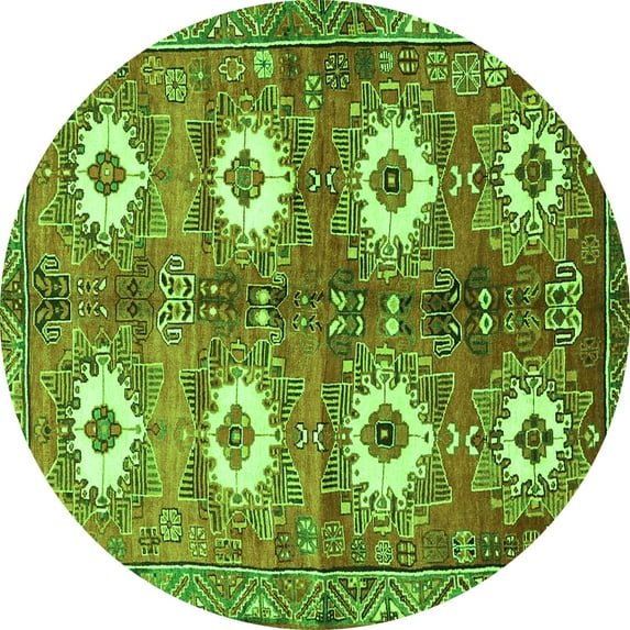 Ahgly Company Indoor Round Persian Green Traditional Area Rugs, 3' Round