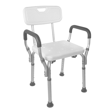 Vaunn Shower Chair Bath Seat with Padded Arms, Removable Back and Adjustable Legs for Bathtub Safety and Supports Weight up to 350 lbs