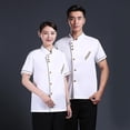 thumbnail image 2 of Unisex Short Long Sleeve Chef Jacket Coat Hotel Kitchen Service Uniform Workwear, 2 of 5