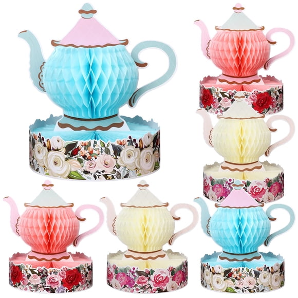 Jarrón tipo tetera con diseño floral Wettarn para decoración de fiesta de té, 6 unidades