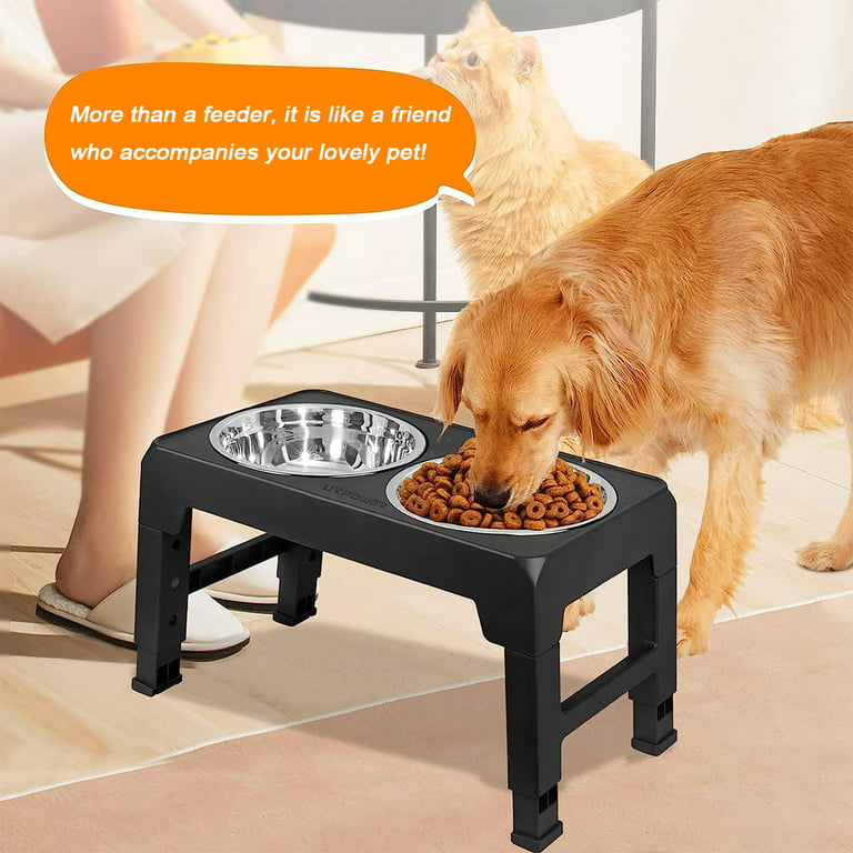 Elevated Dog Bowls, 4 Height Adjustable Raised Dog Bowl Stand with 2 Thick  50oz Stainless Steel Dog Food Bowls Non-Slip Dog Feeder for Large Medium