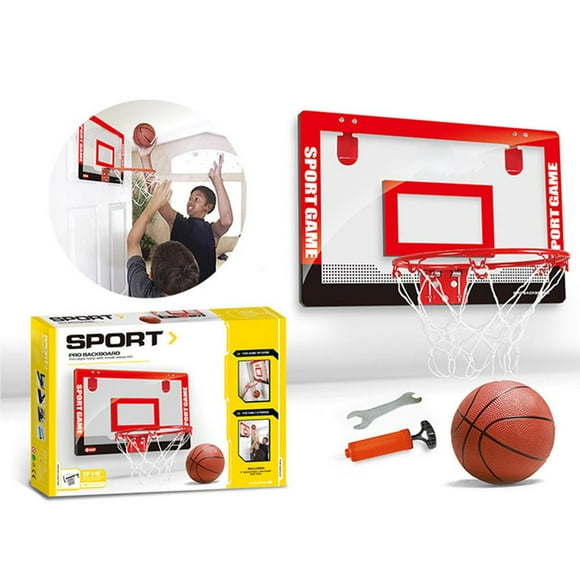 pitrice Indoor Basketball Hoop Set for Kids Adults Basketball Hoop for Door with Backboard Basketball Toy Gifts for Basements Bedrooms Offices Red