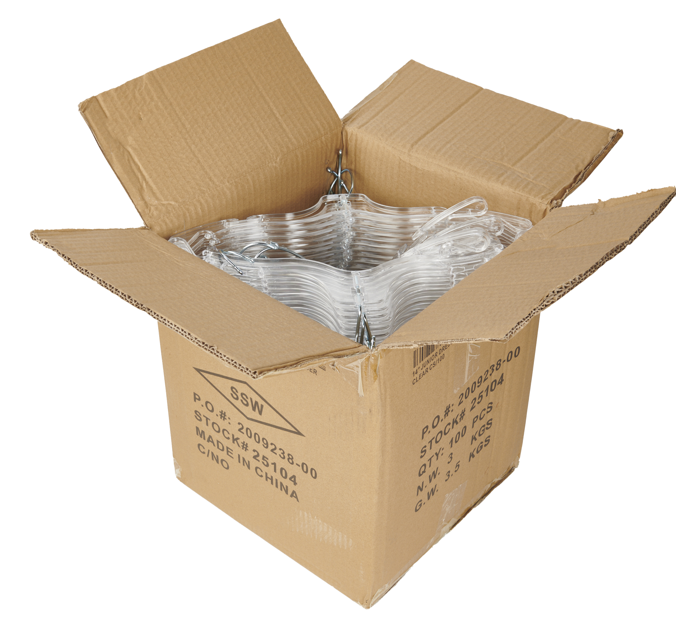 SSWBasics 14 inch Clear Plastic Junior Dress Hangers - Case of 100