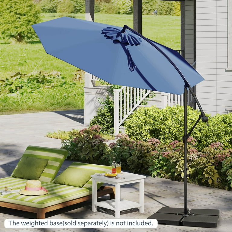 Costway 10' Outdoor Hanging Umbrella, Patio Sun Shade with Cross Base, Blue - Walmart.com Costway 10' Outdoor Hanging Umbrella, Patio Sun Shade with Cross Base, Blue - Walmart.com