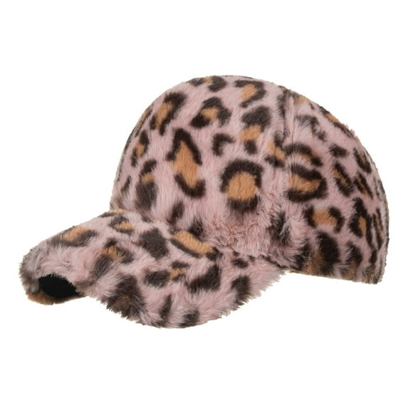 Women Mens Plush Winter Warm Baseball Cap Leopard Print Casual Breathable Dad Hat Adjustable Outdoor Unisex Sun Hat