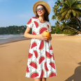 thumbnail image 4 of Vsdgher Watermelon for Womens Summer 2025 Casual Midi Maxi Dresses Lightweight Short Sleeve Round Neck Beach Dress -Medium, 4 of 7