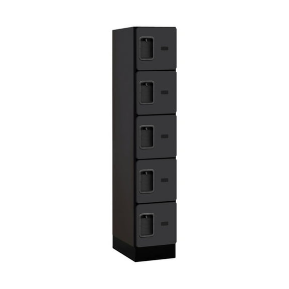 12" Wide Five Tier Box Style Designer Wood Locker - 1 Wide - 5 Feet High - 18 Inches Deep - Black