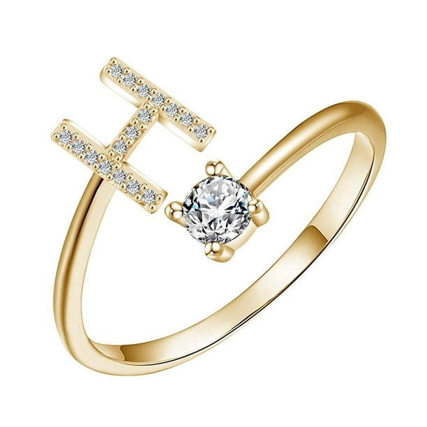 Anillos para mujer, regalos para mujer, exquisita moda, anillo de cobre con 26 letras del alfabeto inglés, anillo de moda.