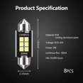 thumbnail image 2 of GFDYREE 8 PCS Car LED Car Bulb Kit Set, 36mm High Brightness Car LED Reading License Plate Light, Error Free LED Double Tip Light for Interior Map Dome Lights and License Plate Courtesy Ligh, 2 of 7