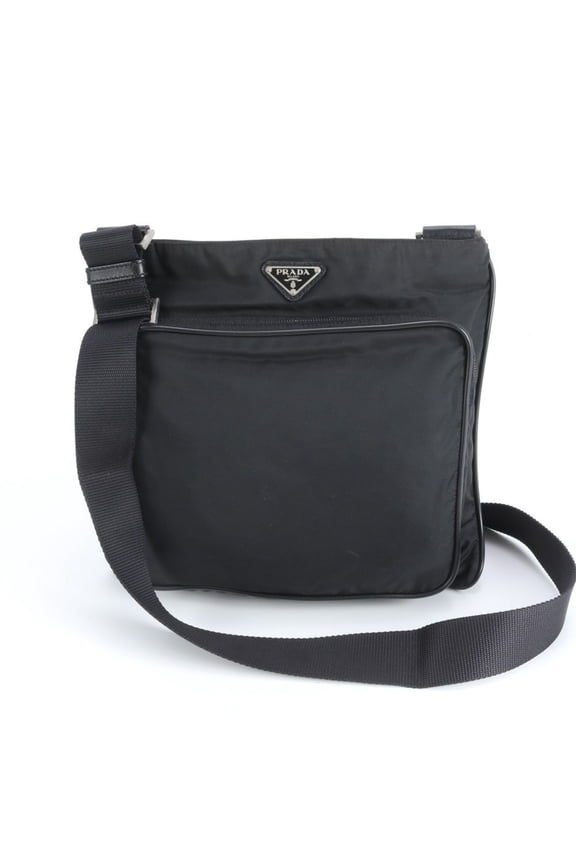 Pre-Owned Prada Tessuto Nylon Triangle Logo Leather Shoulder Bag/Messenger Bag for Men