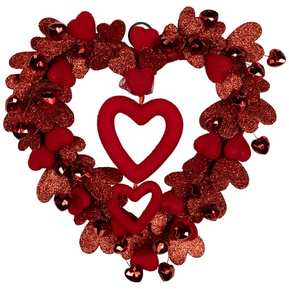 Northlight Heart Shaped Glittered Valentine's Day Wreath - 22" - Red