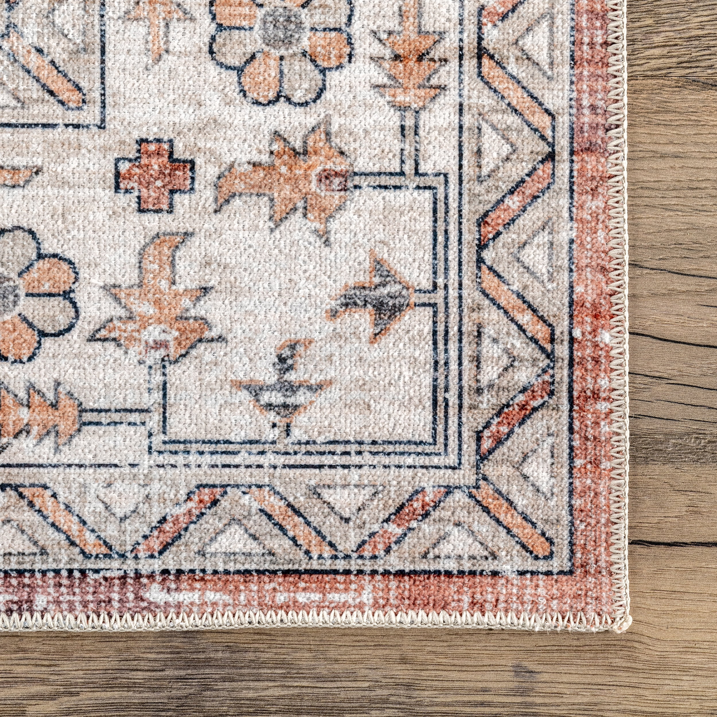 nuLOOM Dania Machine Washable Medallion Area Rug, 8' x 10', Rust