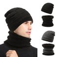thumbnail image 4 of YAOBAMM Cozy Knitted Hat Scarf 2 Pcs Set Men Hat Scarf Set Knitted High Elasticity Warm Solid Color Thick Plush Winter Cycling Riding, 4 of 6