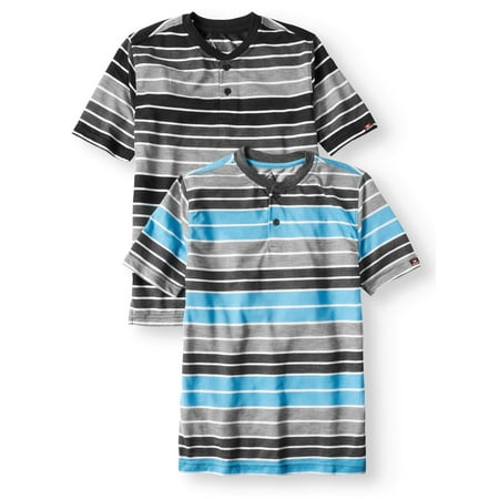 - SWISS CROSS Short Sleeve Stripe Crew Neck Jersey Henley Tee, Value 2 Pack (Big Boys)