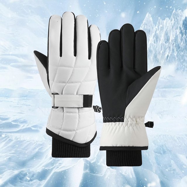 Guantes de esquí impermeables a prueba de viento con forro polar térmico | Deportes de invierno con pantalla táctil Ciclismo al aire libre | Aislamiento grueso Protección cálida | Tela Oxford Negro