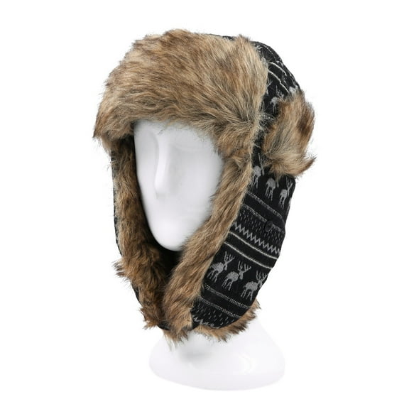 Warm Winter Reinedeer Faux Fur Trapper Ski Snowboard Hunter Hat