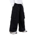 thumbnail image 3 of LYHaoo Boys Cargo Jogger Pants For Kids Outdoor Casual Wide Leg Parachute Style Trousers With Pockets Comfortable Elastic Waist Boys' Cargo Pants(Black), 3 of 6