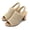 Khaki, variant on Women Chunky High Heels Elastic Slingback Fishmouth Open Toe 3 Inch Heeled Sandals