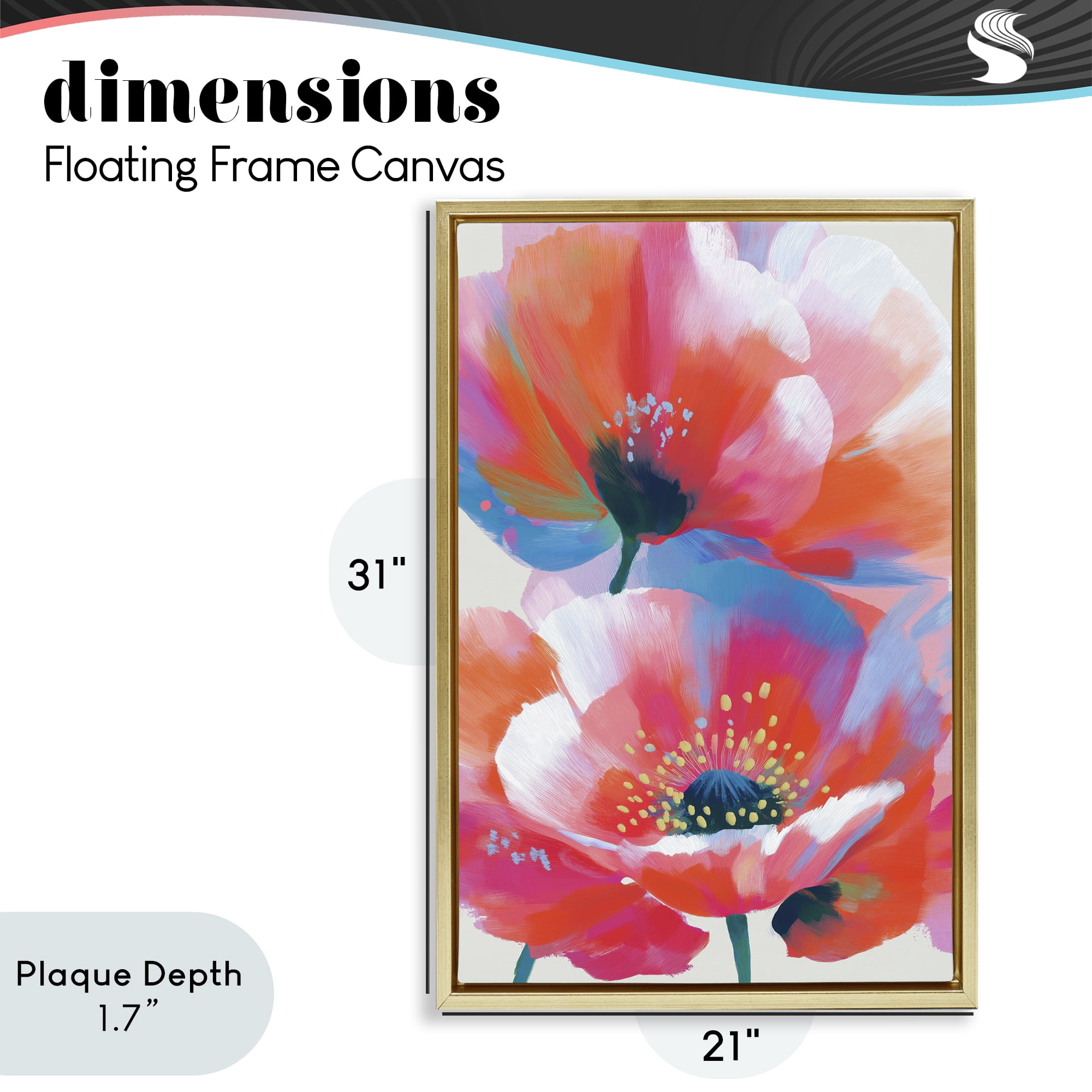 Stupell Industries Poppies in Soft Light Gold Framed Floater Canvas Wall Art, design by Chromatic Storm Studio