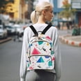 thumbnail image 7 of FORMRS Mini Backpack Purse for Women Travel Daypack Casual Shoulder Bag, Green Retro Triangles, 7 of 7