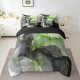 thumbnail image 2 of Black and Green Bedding King Size 7pcs Aesthetic Marble Comforter Set Women, Foil Print Bedding Comforter Sets Mountain Fluid Bed in a Bag, Marbling Bedding Accessories, 2 of 6