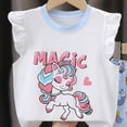 thumbnail image 4 of NOLDARES Baby Toddler Girl Two Piece Outfits Clothes Sleeveless Tank Shirt and Pullover Tee with Elastic Shorts Set(Blue,3-4 Y), 4 of 4