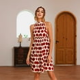 thumbnail image 3 of Halter Neck Backless Polka Dot Print Tiered Dress Above Knee Length, 3 of 3