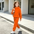 thumbnail image 6 of BRGZLK Girls Sweatsuit Sets Fall Clothes 2026 Casual Comfort Solid Color Long Sleeve Hooded Pollover Sweatshirt and Wide Leg Sweatpants Tracksuit Teen Trendy Clothes Orange 6-7 Years, 6 of 8