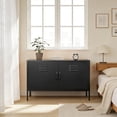thumbnail image 3 of AUHUP Accent Cabinet with 2 Doors and Shelves, Black Low Metal Locker Console Table TV Stand, Low Sideboard Buffet for Living Room, Entryway, Home Office, 3 of 8