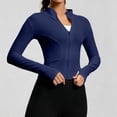 thumbnail image 3 of Dwellite Women's Cropped Lightweight Stretchy Running Track Jackets Zip Up Long Sleeve Quick Dry Athletic Yoga Tops with Thumb Holes 2026 Blue 3XL, 3 of 7