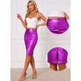 thumbnail image 2 of DARING DIVA Women's Holographic Shiny Metallic Midi Skirt X-Large Dark Purple, 2 of 5