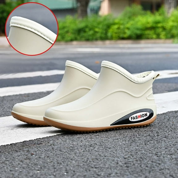 KANG Ladies Rain Shoes Women Short Fashion Adult Rain Boots Women's Water Shoes Non Ladies Outer Shoes Rain Boots Collar Gardening Boots Ultra Lightweight Portable Garden Shoes