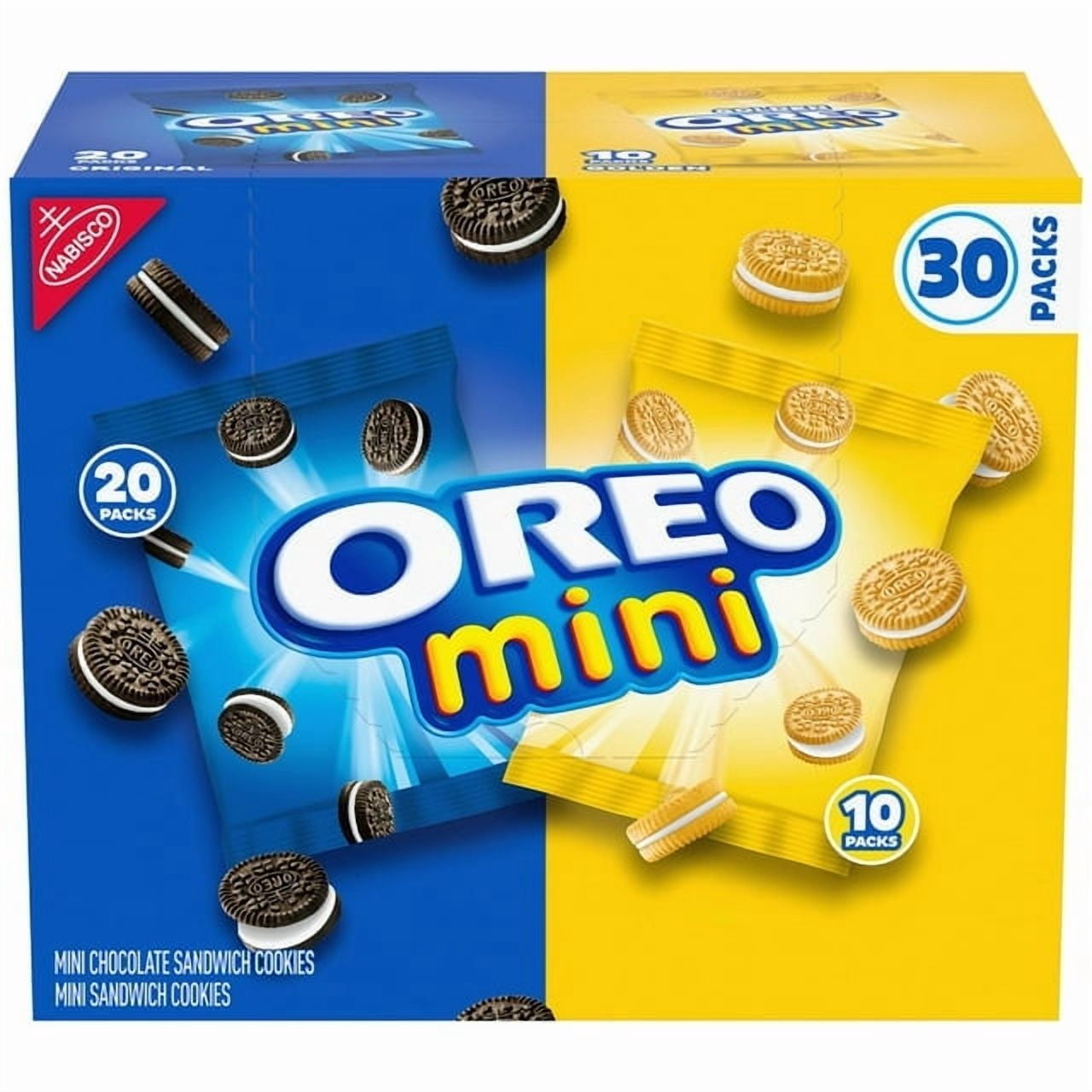 OREO Mini Mix Variety Pack Sandwich Cookies, 1.5 oz., 30 Pack With White Bowl By OMA
