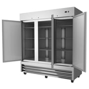 Commercial 81 in Reach-In Refrigerator, 72 Cu Ft, 3 Solid Door Stainless Steel Upright Refrigerator with Self-Closing Doors, Lock & Casters, NSF Commercial Kitchen Refrigerator, Cooler Depot