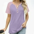 thumbnail image 7 of RQYYD Womens V Neck Basic Tops Color Block Tunic T Shirts Summer Short Sleeve Casual Cotton Tees Shirts, 7 of 7