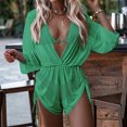 thumbnail image 3 of Women's Bikini Set Three Piece Lace Up High Waist Sexy Swimsuit with Removable Bra Pads No Underwire for Beach Vacation,Green,M, 3 of 9