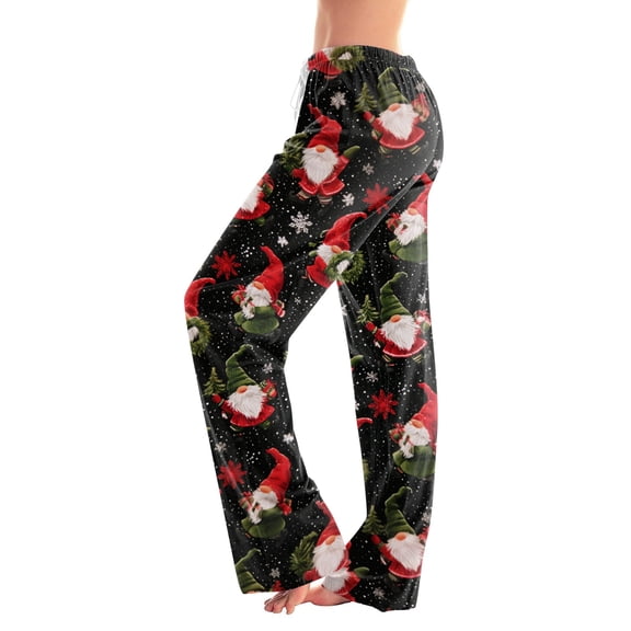 Christmas Pajama Pants for Women Christmas Graphic Drawstring Pj Bottoms Casual Comfy Soft Sleepwear Lounge Pants Winter Pjs Pants Dark Green,M