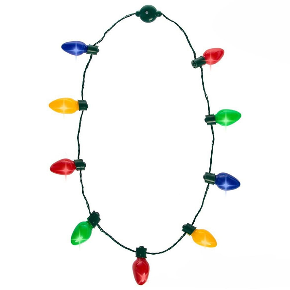 2Pcs Christmas Light Up Bulb Necklace Kids Adults Wearable Lights ...