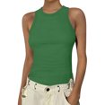 thumbnail image 2 of JULMCOMO Ribbed Knit Tank Tops for Women Crew Neck Casual Comfy Summer Tank Tops Sleeveless Stretchy Solid Slim Fit Shirts Green M, 2 of 5