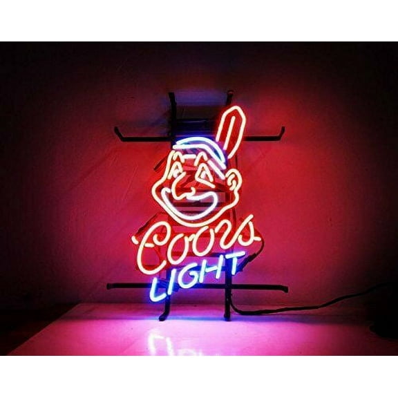 Queen Sense 17"x14" For Clevelands Sports Team Indians Coor Light Neon Sign Man Cave Handmade Neon Light 117CLCIL