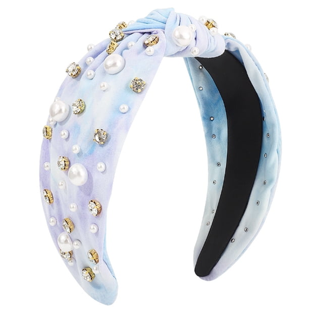 Diademas para mujer,Diademas para mujer,Diademas para mujer Diademas,Diadema ancha anudada,Diadema superior adornada con joyas,Diadema elegante para el cabello para mujer