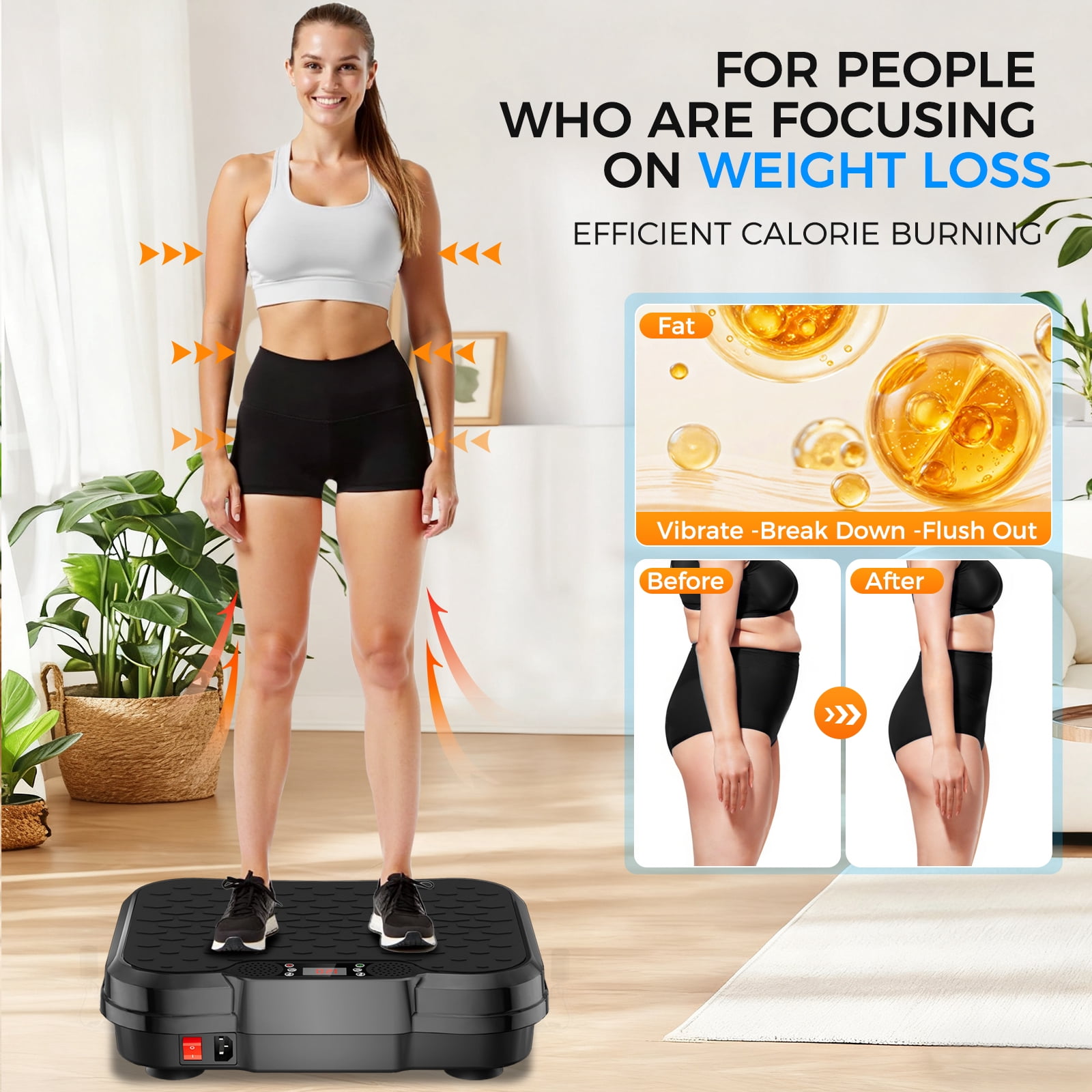 Tomile Vibration Plate Exercise Machine, Whole Body Workout Vibration Platform for Home Fitness with 400lbs Capacity, Black