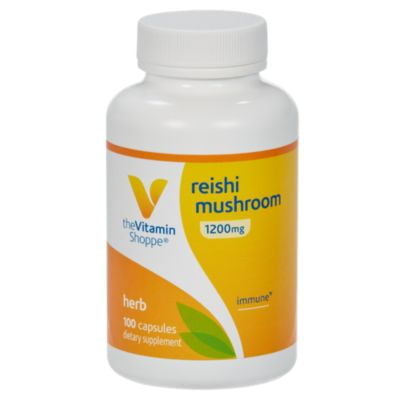 The Vitamin Shoppe Reishi Mushroom 1,200MG, Supports A Healthy Immune System, Energy, Stamina  Stress, General WellBeing 
