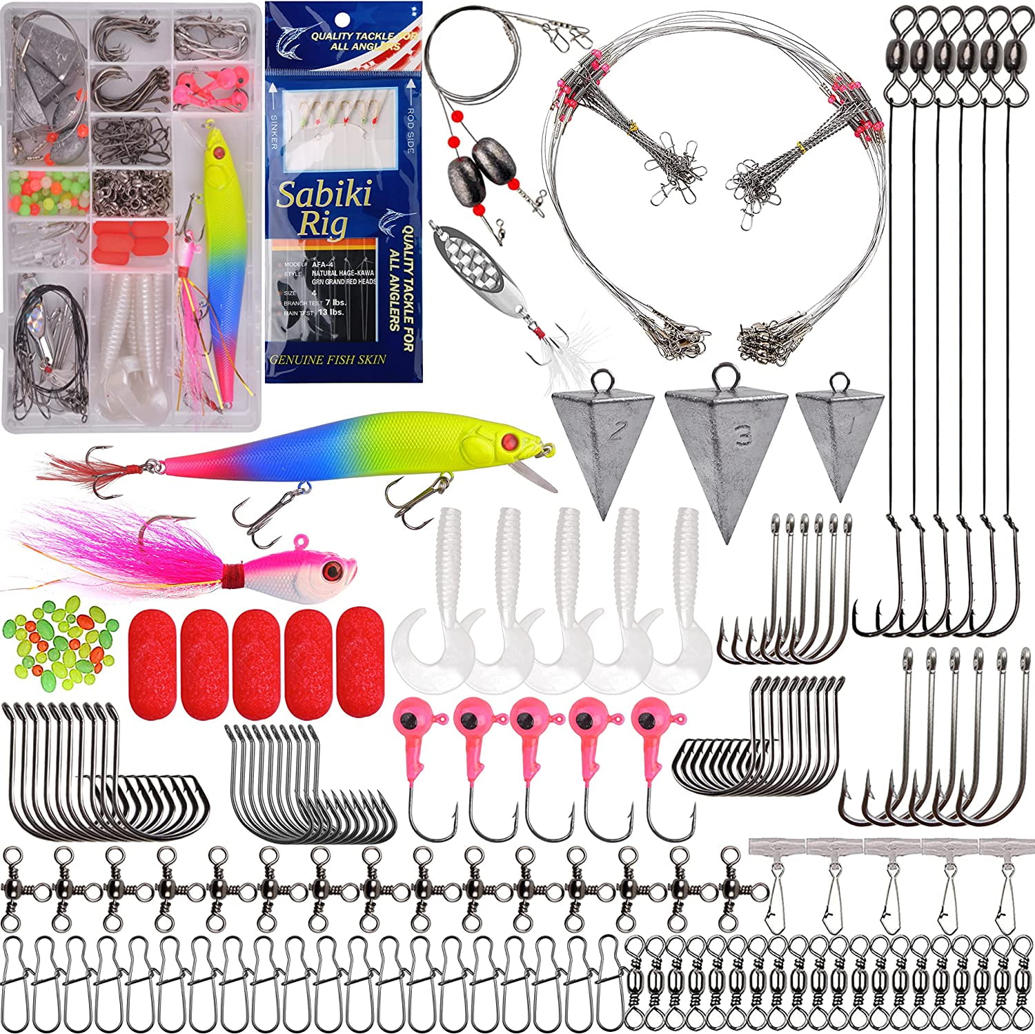 184pcs Saltwater Fishing Tackle Surf Fishing Kit Fishing Bait Rigs Saltwater Fishing Lure